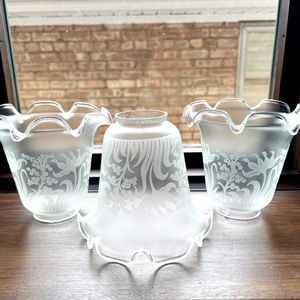 Vintage Set of 3 Vianne France Glass Light Shades 2¼” Fitter
